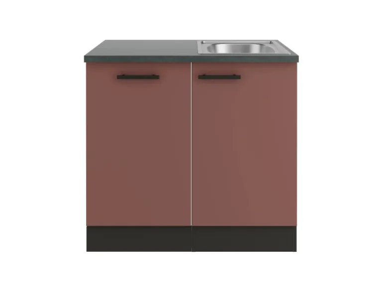 OPTIFIT Nizza407 Küchen-Spülenschrank-Set Rostrot