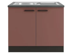 OPTIFIT Nizza407 Küchen-Spülenunterschrank 100 cm Rostrot