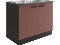 OPTIFIT Nizza407 Küchen-Spülenunterschrank 100 cm Rostrot