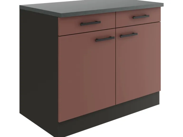 OPTIFIT Nizza407 Küchen-Unterschrank 100 cm Rostrot