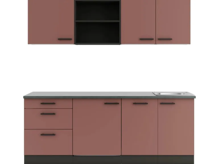 OPTIFIT Nizza407 Küchenzeile 210 cm Rostrot