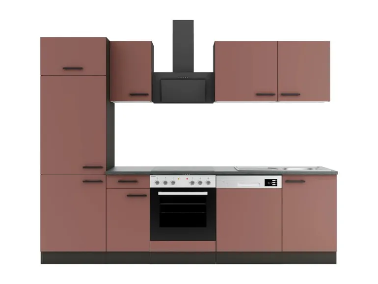 OPTIFIT Nizza407 Küchenzeile 270 cm ohne E-Geräte Rostrot