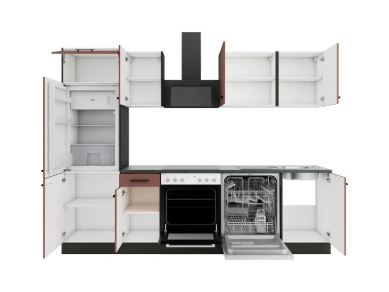 OPTIFIT Nizza407 Küchenzeile 270 cm ohne E-Geräte Rostrot