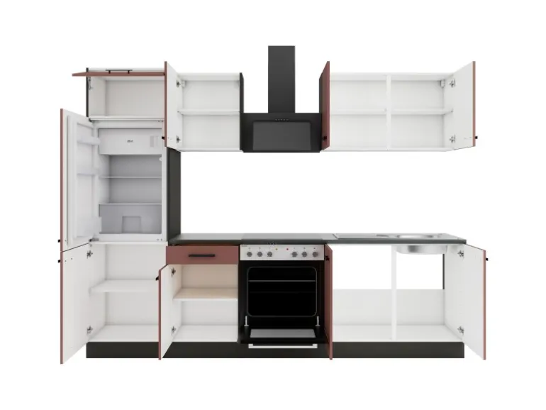 OPTIFIT Nizza407 Küchenzeile 270 cm Rostrot