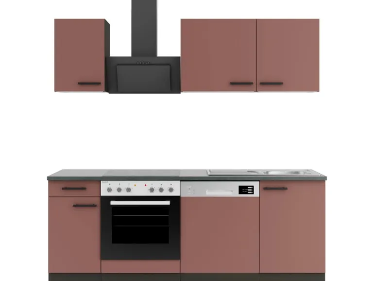 OPTIFIT Nizza407 Küchenzeile 210 cm Rostrot