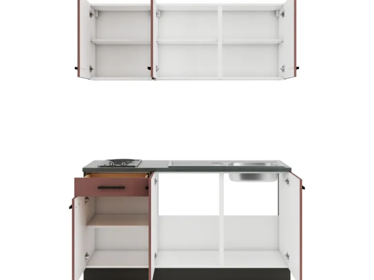 OPTIFIT Nizza407 Miniküche 150 cm Rostrot