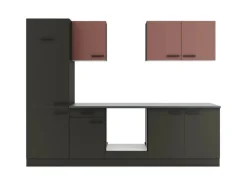 OPTIFIT Nizza407/Madrid420 Küchenzeile 270 cm ohne E-Geräte Rostrot / Anthrazit