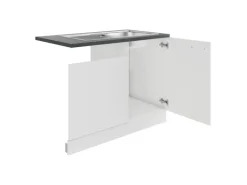 OPTIFIT Oslo214 Küchen-Spülenschrank-Set Feinstruktur Weiß