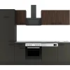 OPTIFIT Rimini409/Madrid420 Küchenzeile 270 cm Rillendekor Nussbaum/ Anthrazit