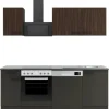 OPTIFIT Rimini409/Madrid420 Küchenzeile 210 cm Rillendekor Nussbaum/ Anthrazit