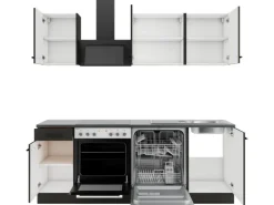 OPTIFIT Rimini409/Madrid420 Küchenzeile 210 cm Rillendekor Nussbaum/ Anthrazit