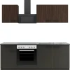 OPTIFIT Rimini409/Madrid420 Küchenzeile 210 cm Rillendekor Nussbaum/ Anthrazit
