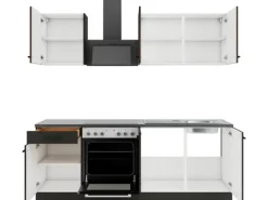 OPTIFIT Rimini409/Madrid420 Küchenzeile 210 cm Rillendekor Nussbaum/ Anthrazit