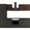 OPTIFIT Rimini409/Madrid420 Küchenzeile 270 cm Rillendekor Nussbaum/ Anthrazit