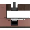 OPTIFIT Rimini409/Nizza407 Küchenzeile 270 cm Rilllendekor Nussbaum / Rostrot