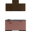 OPTIFIT Rimini409/Nizza407 Miniküche 150 cm Rilllendekor Nussbaum / Rostrot