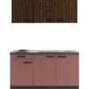OPTIFIT Rimini409/Nizza407 Miniküche 150 cm Rilllendekor Nussbaum / Rostrot