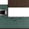 OPTIFIT Rimini409/Verona405 Küchenzeile 210 cm Rillendekor Nussbaum / Steingrün