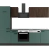 OPTIFIT Rimini409/Verona405 Küchenzeile 270 cm Rillendekor Nussbaum / Steingrün