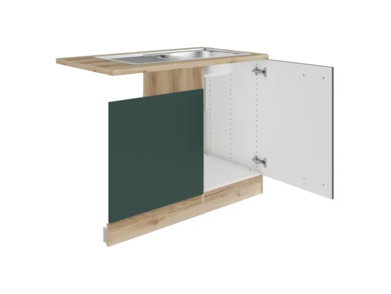 OPTIFIT Savona405 Küchen-Spülenschrank-Set Steingrün