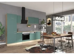 OPTIFIT Savona405 Küchenzeile 270 cm Steingrün