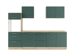 OPTIFIT Savona405 Küchenzeile 270 cm ohne E-Geräte Steingrün