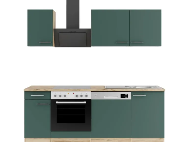 OPTIFIT Savona405 Küchenzeile 210 cm Steingrün