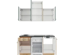 OPTIFIT Savona405/Livorno290 Miniküche 150 cm Steingrün / Wildeiche Nachbildung