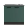 OPTIFIT Verona405 Küchen-Spülenschrank-Set Steingrün