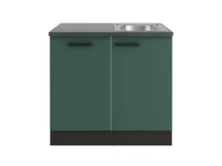 OPTIFIT Verona405 Küchen-Spülenschrank-Set Steingrün