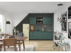 OPTIFIT Verona405 Küchenzeile 210 cm ohne E-Geräte Steingrün