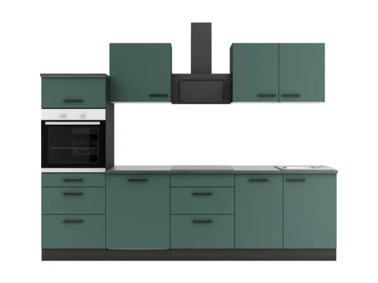 OPTIFIT Verona405 Küchenzeile 270 cm ohne E-Geräte Steingrün