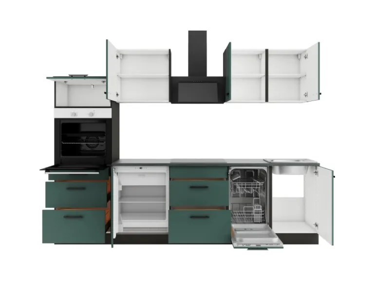 OPTIFIT Verona405 Küchenzeile 270 cm ohne E-Geräte Steingrün