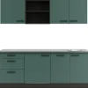OPTIFIT Verona405 Küchenzeile 210 cm Steingrün