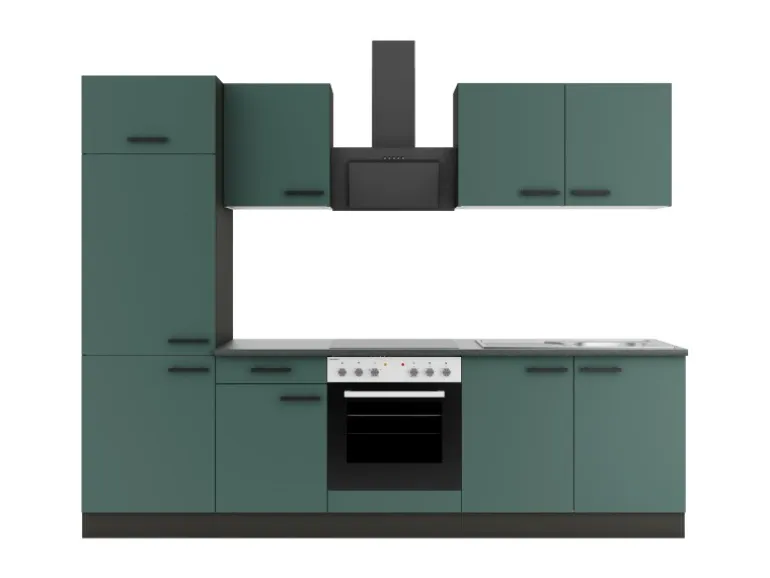 OPTIFIT Verona405 Küchenzeile 270 cm ohne E-Geräte Steingrün