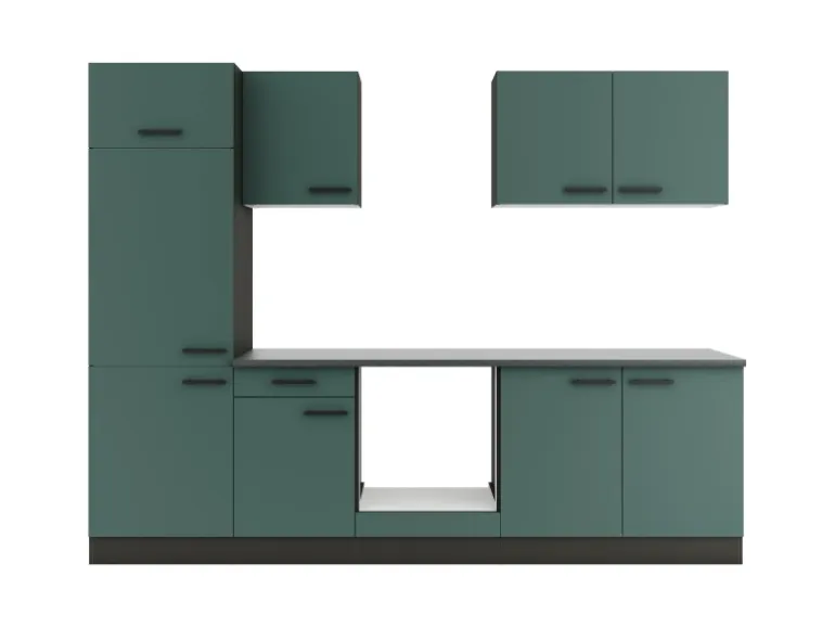 OPTIFIT Verona405 Küchenzeile 270 cm ohne E-Geräte Steingrün