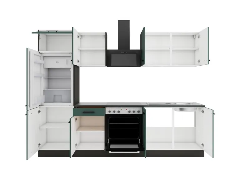 OPTIFIT Verona405 Küchenzeile 270 cm ohne E-Geräte Steingrün