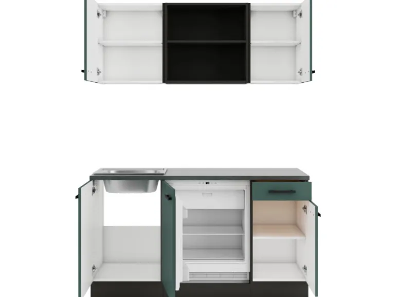 OPTIFIT Verona405 Miniküche 150 cm Steingrün