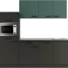 OPTIFIT Verona405/Madrid420 Küchenzeile 210 cm Steingrün / Anthrazit