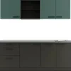 OPTIFIT Verona405/Madrid420 Küchenzeile 210 cm Steingrün / Anthrazit