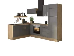 Optifit Winkelküche Optikoncept Linus 270 cm Anthrazit-Wildeiche Nachb.