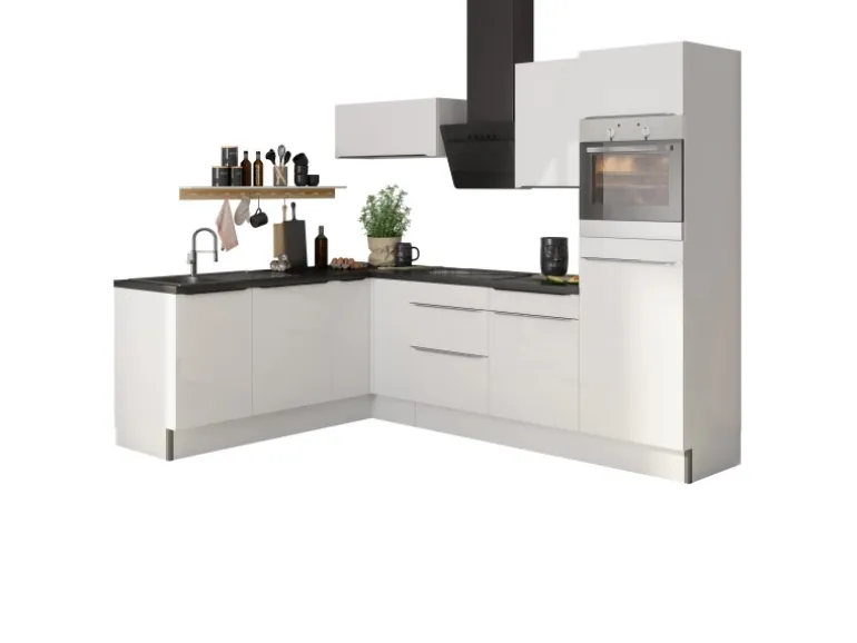 Optifit Winkelküche Optikoncept Arvid ohne E-Geräte 270 cm Weiß