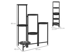 Outsunny  Pflanzenständer Metall Schwarz 60L x 40B x 80H cm