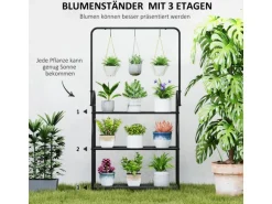 Outsunny  Pflanzenständer Metall Schwarz 75L x 25B x 137H cm
