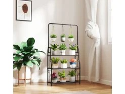 Outsunny  Pflanzenständer Metall Schwarz 75L x 25B x 137H cm