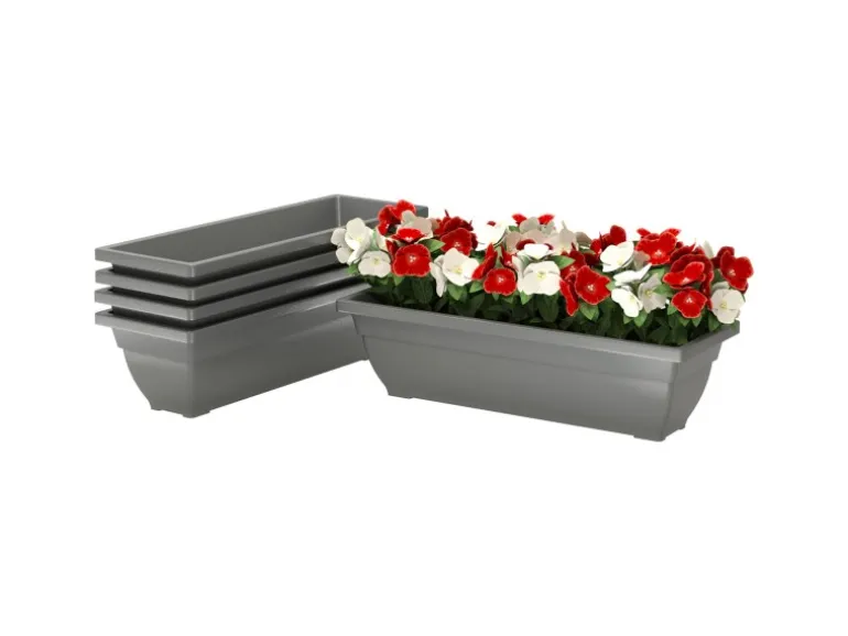 Outsunny Pflanztöpfe Kunststoff 5er Set Blumentopf aus Kunststoff Grau