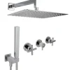 PaulGurkes Regendusche 30cm unterputz mit Wandarm Komplett Set Messing