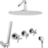 PaulGurkes Tropendusche Duschsystem unterputz 30cm Brausekopf Messing Duschset