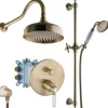 PaulGurkes Unterputz Nostalgie Retro Antik Regendusche Set Messing Bronze