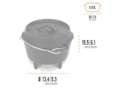 Petromax Dutch Oven FT1 Schwarz mit Standfüßen ca. 1,1 l